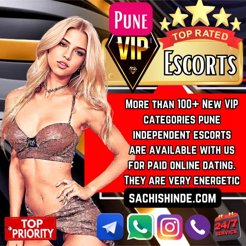 Banner image of Pune VIP Escorts Services along with an Elite High Profile Pune VIP Model. In the banner written - More than 100+ New VIP categories Pune independent escorts are available with us for paid online dating. They are very energetic and fun-loving. Also, Mention 5 star Rated experience.