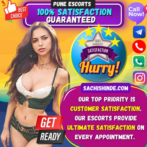 Banner Image of Pune Escorts 100% Satisfaction Guaranteed Pune Escorts portraying a Pune Top Rated Escorts Girl. Written on the banner - Our top priority is customer satisfaction. Our Escorts provide ultimate satisfaction on every appointment. 24/7 Services and Call Now for booking.